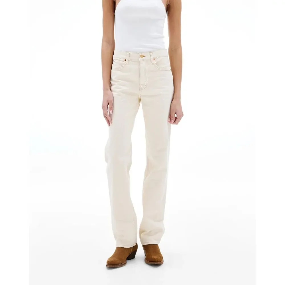 SLVRLAKE Pheonix Winter Ecru Straight Mid Rise Jeans Cream Off White